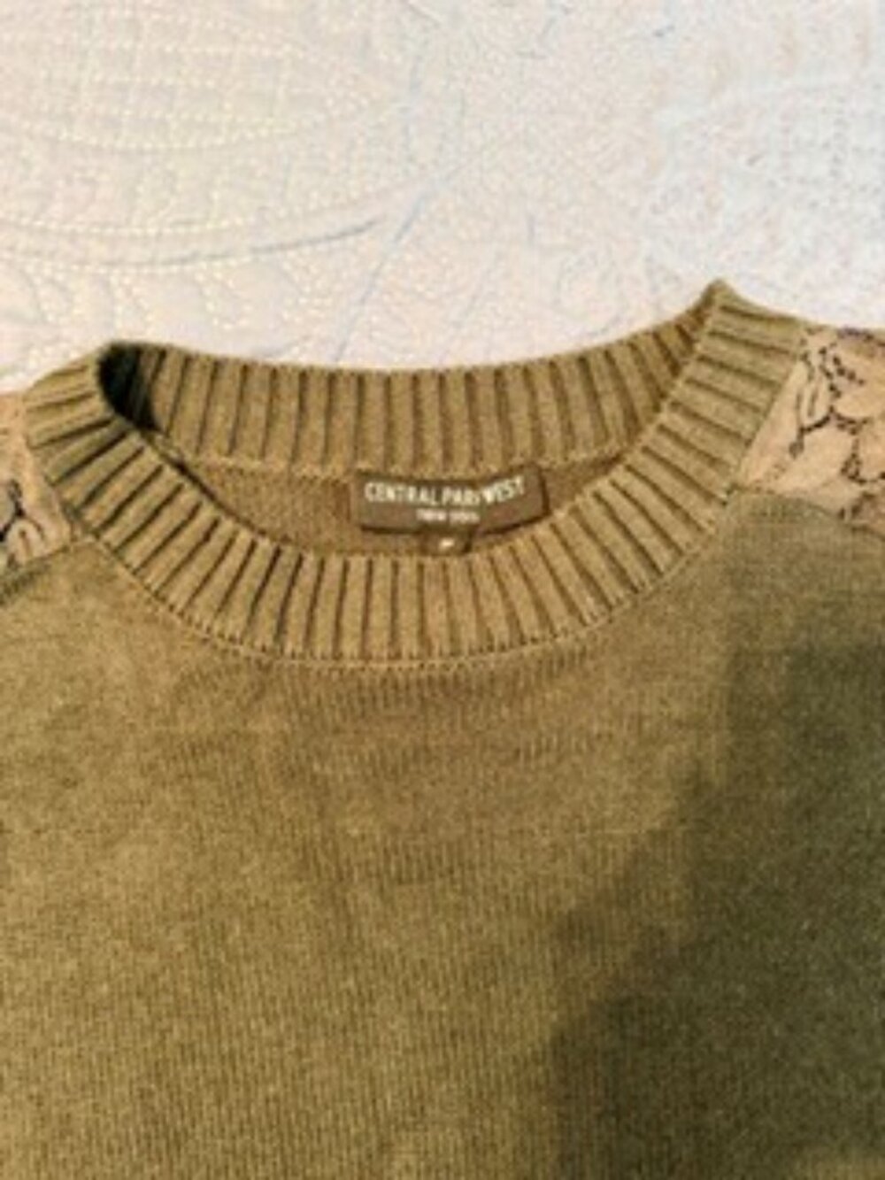 Central Park West mixed-media knit crewneck sweater